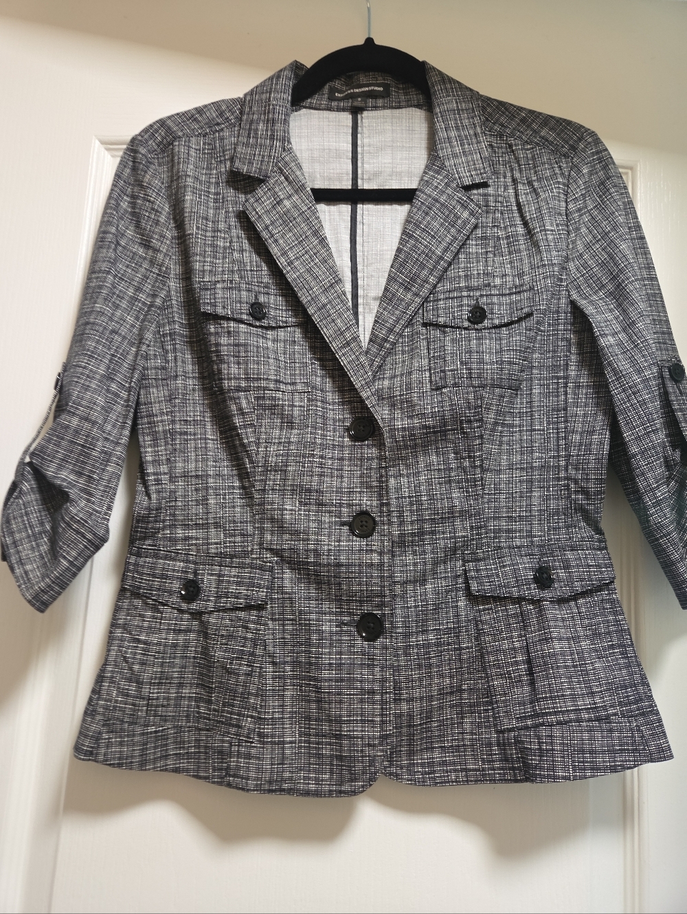 Express Design Studio Gray Textured Blazer Size 8 - Picture 2 of 7
